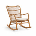Rattan-Schaukelstuhl mit Baumwollkissen