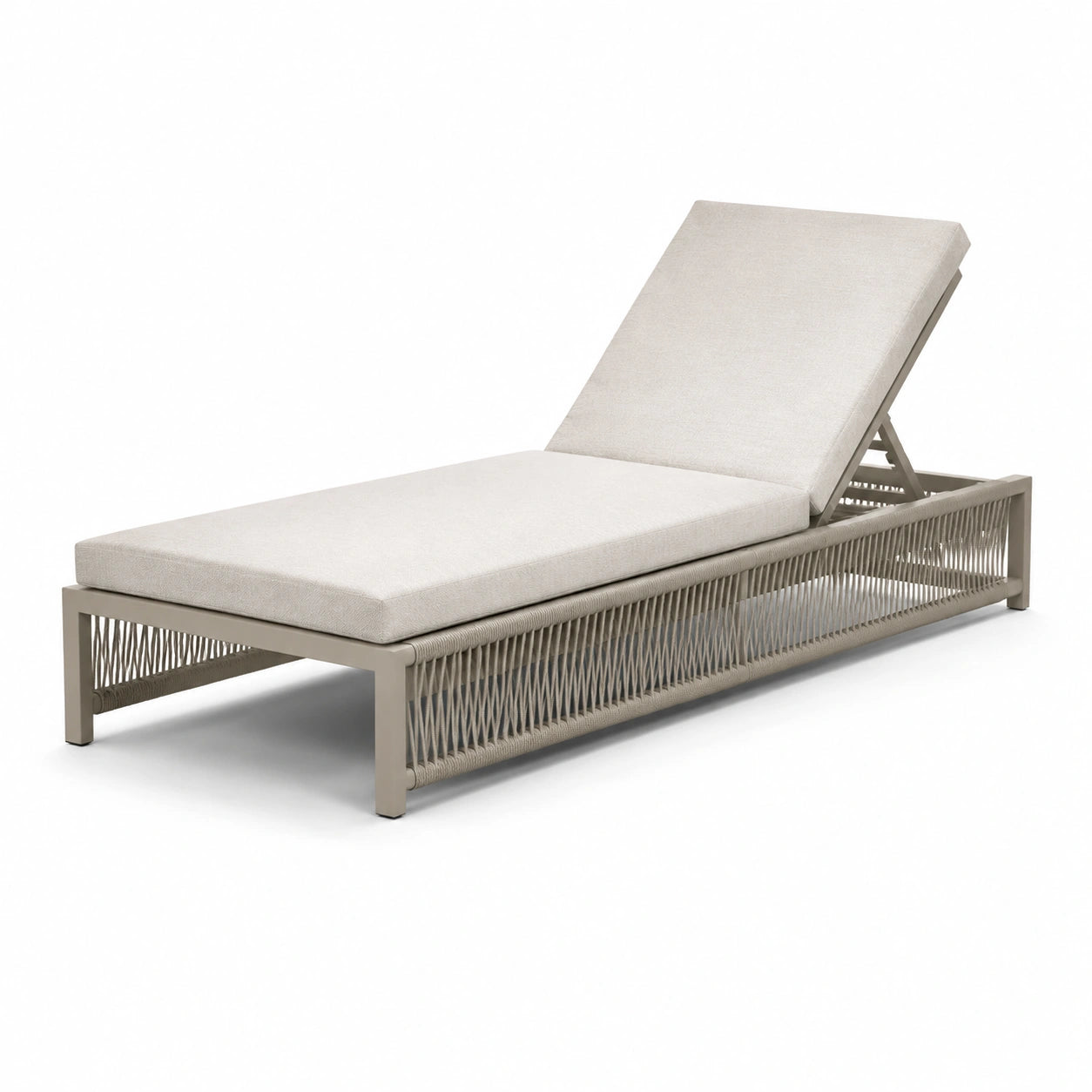 Aluminium-Gartenliege mit Polyestergeflecht und Stoffpolsterung Beige 200x65x35 cm