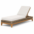 Sonnenliege aus Teakholz und Polyrattan in Beige