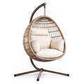 Hängesessel aus Rattan mit Polyesterkissen und Stahlgestell - Beige