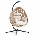 Polyrattan Hängesessel mit Metallgestell, Beige