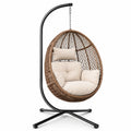 Geflecht-Hängesessel Braun Beige mit Metallrahmen