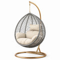 Hängesessel aus Rattan mit Stahlrahmen und Polyesterpolster Beige