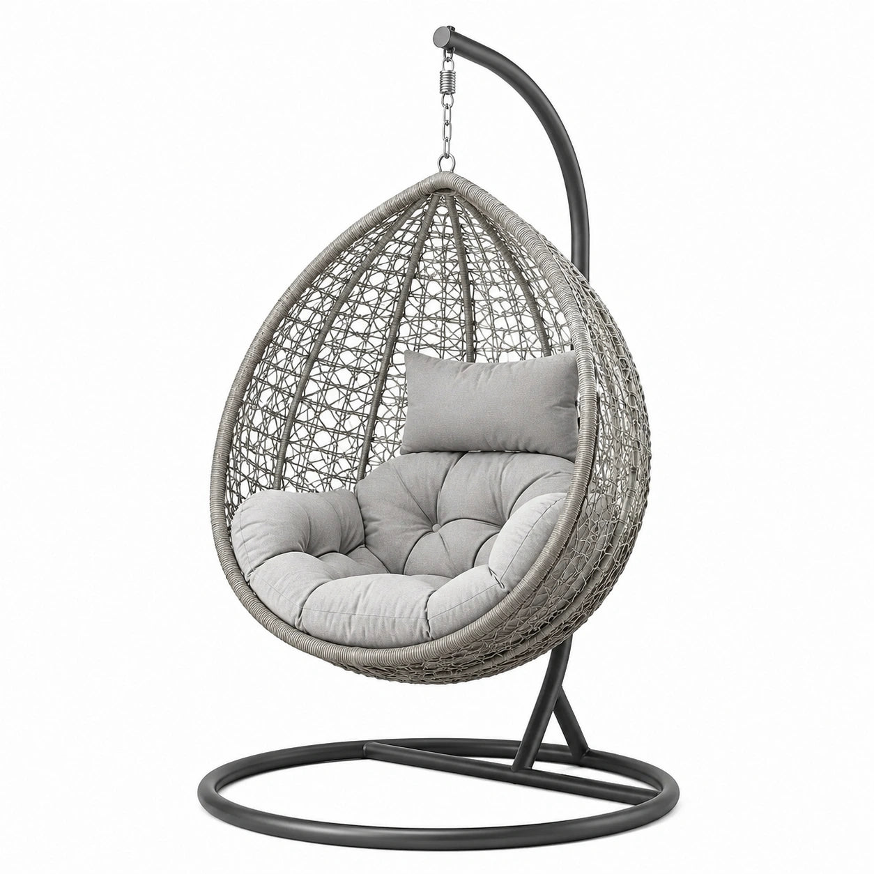 Hängesessel aus Polyrattan mit Stahlrahmen Grau