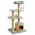 Katzenbaum aus Holz, Sisal und Polyester in Grün, 120 cm