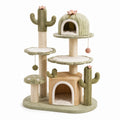 Katzenkratzbaum Kaktus-Design, 3 Ebenen, Sisalseil, Stoff, Grün/Creme, 120 cm